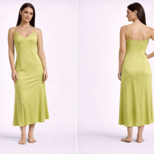 Lime Satin Slip Dress