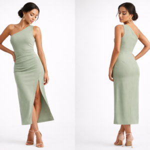 Sage Allure One-Shoulder Dress